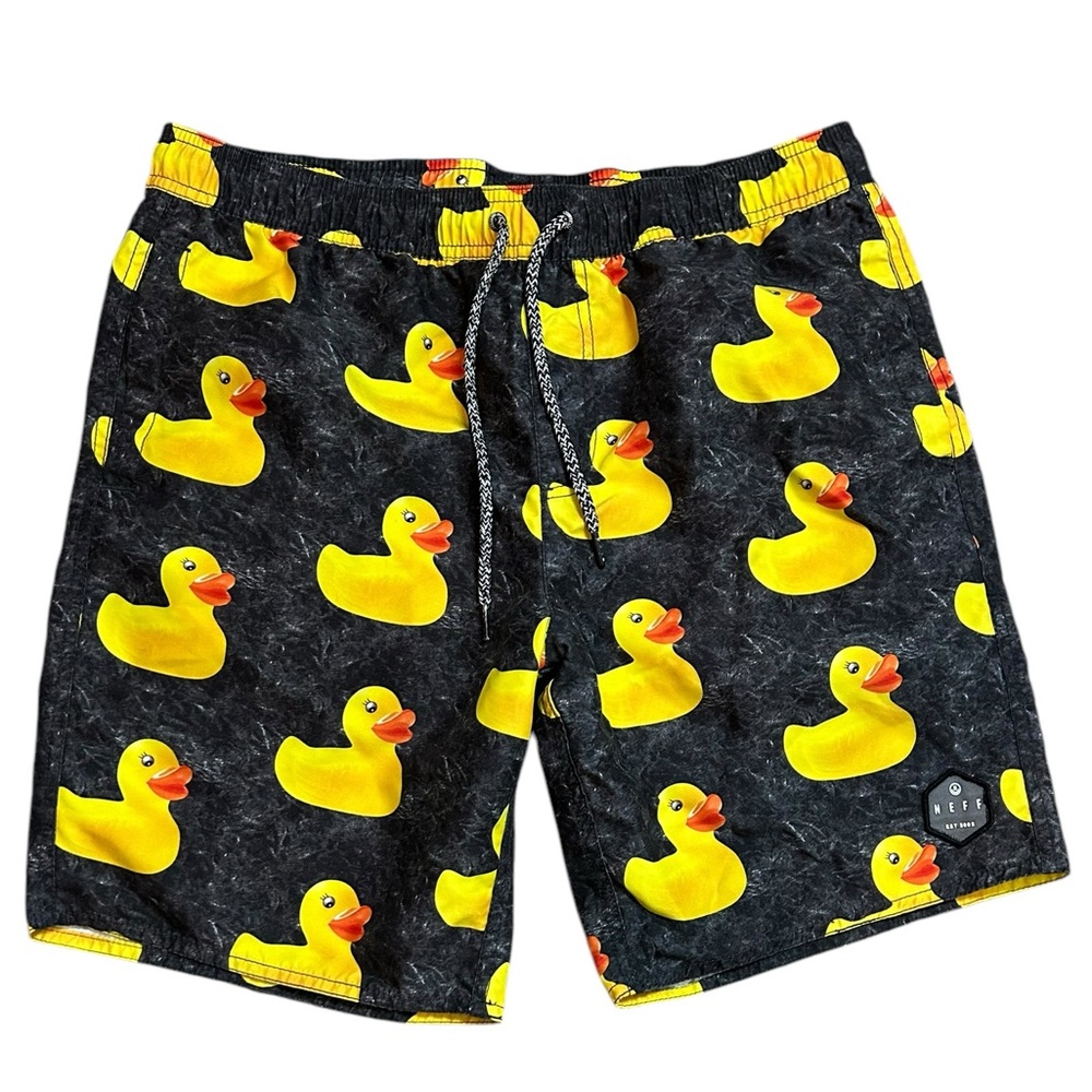 Neff Mens Board Shorts Swim Trunks Rubber Ducky All Over‎ Print Sz Small